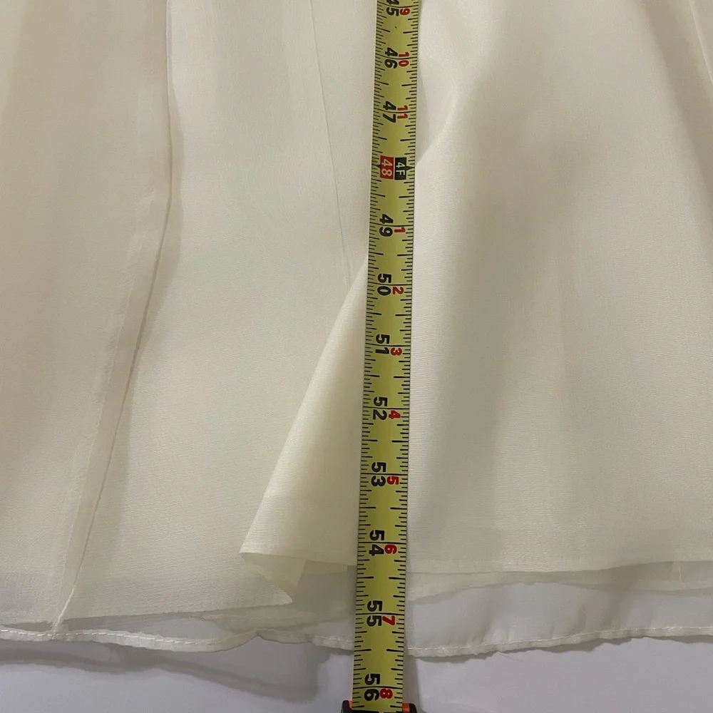Vintage 90s Ivory Sheath Long Wedding Dress Empire Bust Satin Chiffon Small - Picture 10 of 10